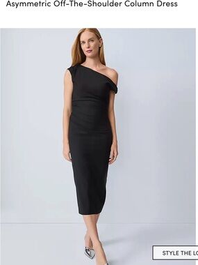 Ann Taylor Asymmetric Off-The-Shoulder Column Dress